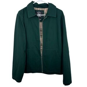 Volcom Oak Drive Jacket Green Plaid Lined Full Zip Men Medium Casual Cotton NWT